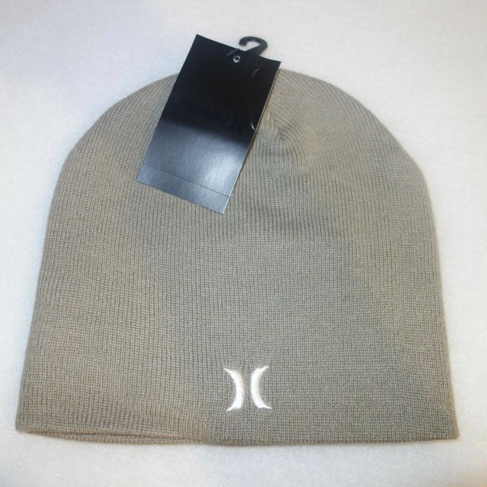 NEW Hurley Icon Staples Beanie Knit Cap Hat Adult Men's One Size Khaki - Picture 1 of 5